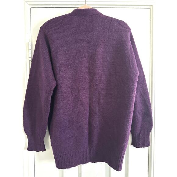 Vintage UNITED COLORS OF BENETTON Purple Wool-Mohair Cardigan Sweater - XL - Picture 2 of 4